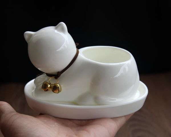 

eco-friendly cartoon cat ceramic planter for succulents desksucculents pot decorative mini flower pot home garden decor