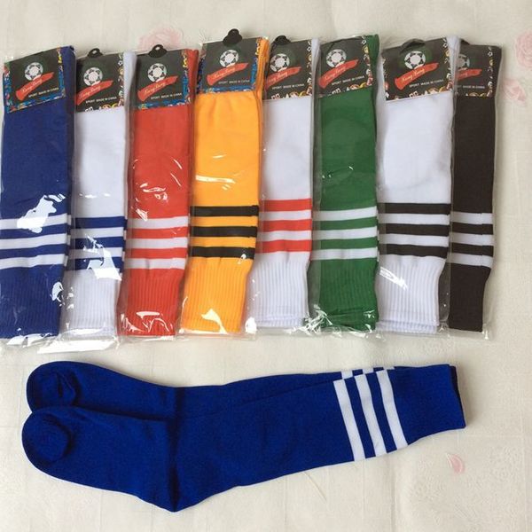 Anti-Rutsch-atmungsaktive Fußballsocken für Erwachsene, Herren-Fußballstrumpf, über Knie, gestreift, Damen-Sportsocken, 50 Paare/Los