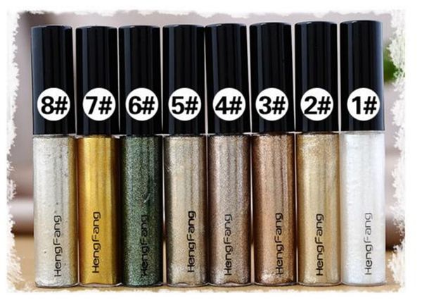 2016 neuer Gel Eyeliner Gold Lidschatten Flüssiger Eyeliner Schimmer Glitzer Glänzend 8 Farben Bronzer Make-up Maquiagem Lidschatten DHL Schiff