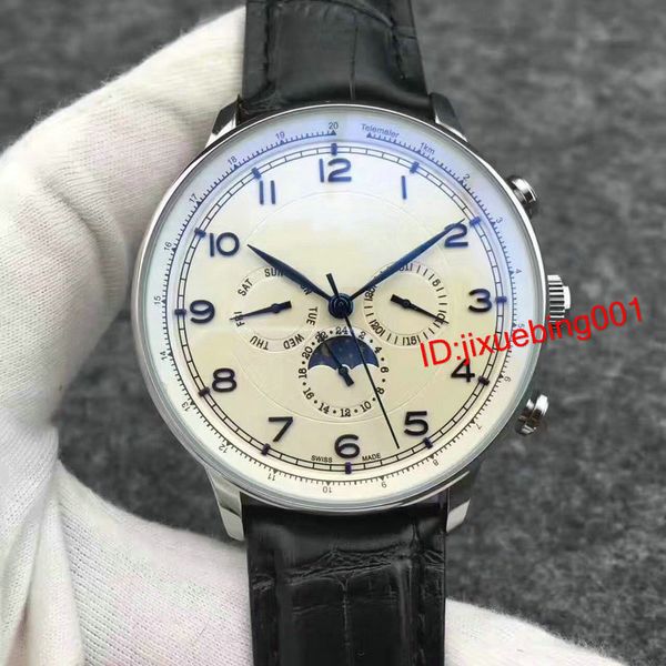 

высокое качество мужской кожаный автоматический механический браслет из нержавеющей стали часы спортивные мужские self-wind moon stars часы, Slivery;brown