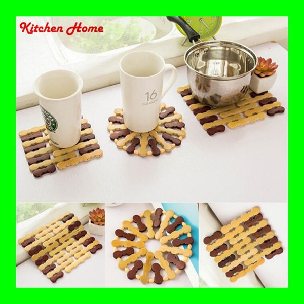 

bamboo drink tableware pad home table cup mat bowl pot coaster square round cup placemat holder new