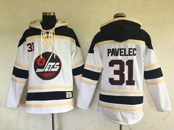 

winnipeg jets old time hockey jerseys #31 ondrej pavelec white hoodie pullover sports sweatshirts winter jacket mix order, Black;red
