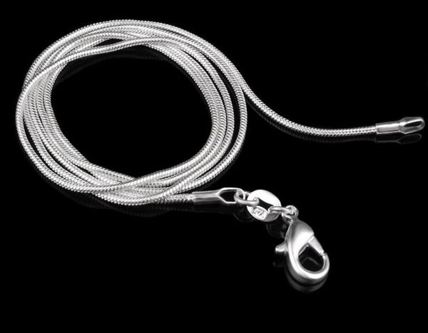 

925 sterling silver plated змея цепи ожерелье мода smooth цепочка омаров застежка fit подвеска 1мм 16-24 дюймов цепи рождественский подарок