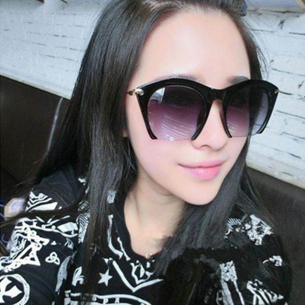 

wholesale- 2016 summer style cat eye sunglasses women eyewear luxury sunglasses cat eye mirror uv400 oculos sol, White;black