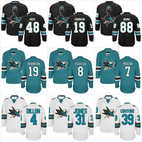 

San Jose Sharks 19 Joe Thornton 88 Brent Burns 8 Joe Pavelski 39 Logan Couture 48 Tomas Hertl 4 Brenden Dillon Hockey Jerseys