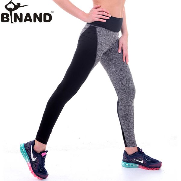 

wholesale-biland 2016 new women yoga running sport pant patchwork black gray high waist stretched leggings gym finess pants, White;red