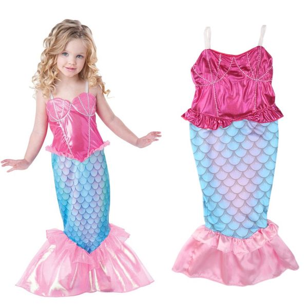 

girl's mermaid cosplay dress kids party princess dress mermaid costume perform clothes kids christmas party clothes, Blue
