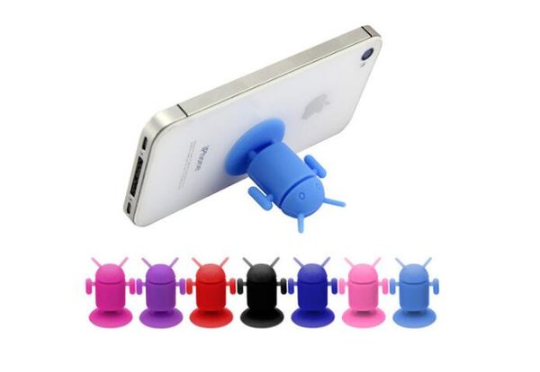 Il nuovo supporto per cellulare robot Android Desgin monta ventose Supporto carino Supporto per ventosa in silicone per tutti i telefoni cellulari