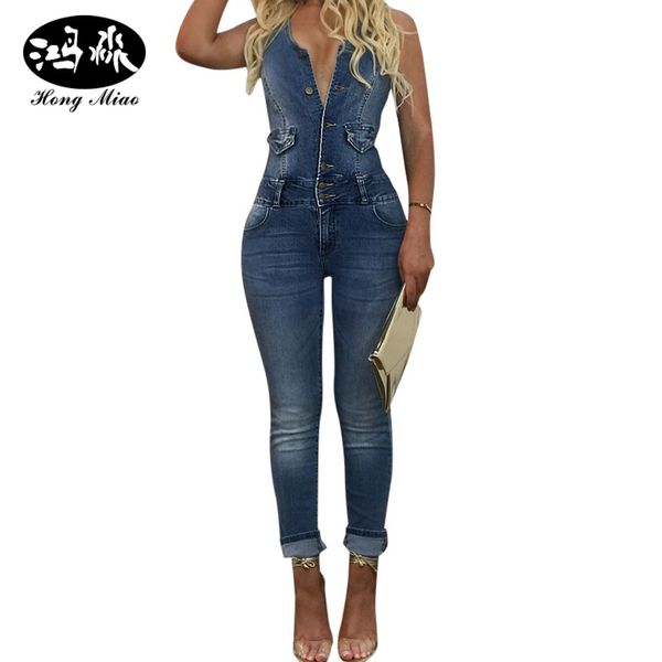 

wholesale- women denim jumpsuits casual sleeveless bodysuit skinny strap ripped pockets womens washed stretch romper overall jeans, Black;white
