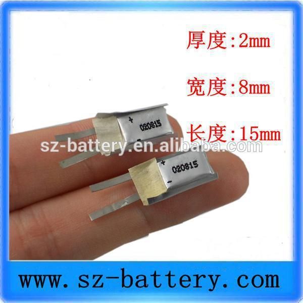 

smallest thin 020815 9mah lithium polymer 2mm tiny battery 3.7v 200815