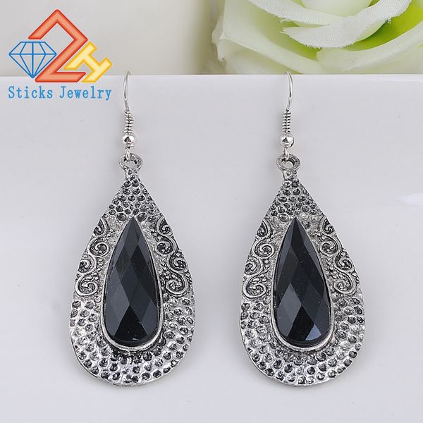 

charn vintage earrings eco-friendly zinc alloy drop-shaped retro earrings, Silver