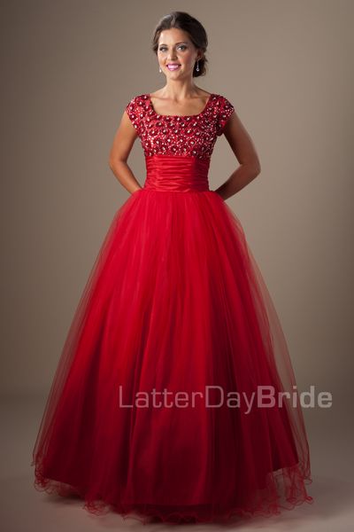 

Красное бальное платье Скромные платья выпускного вечера с квадратными рукавами с короткими рукавами