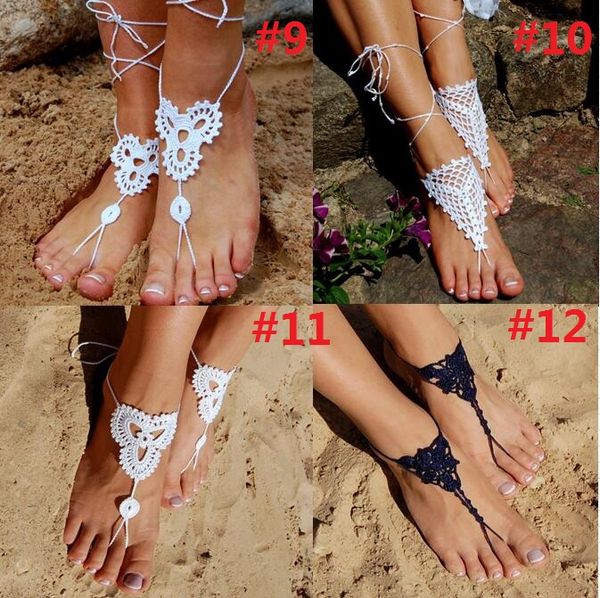 35 Style Knitting Wool Flower Anklets Diy Beach Barefoot Sandals
