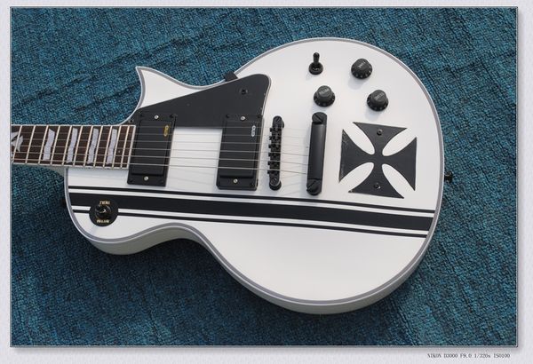 

custom ltd iron cross sw james hetfield signature electric guitar 6 string emg pickups white color with ing