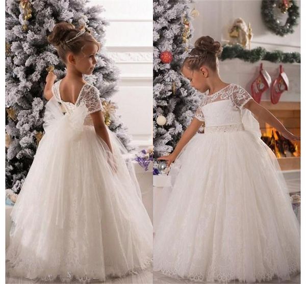 

vintage lace flower girls dresses price sashes belt ball gown charming first communion dress for girls custom made hy1193, White;red