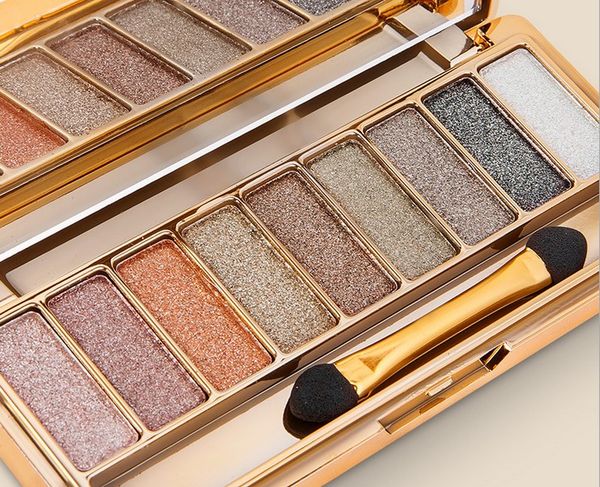

women 9 colors diamond bright colorful makeup eyeshadow super make up set flash glitter eye shadow palette with brushes