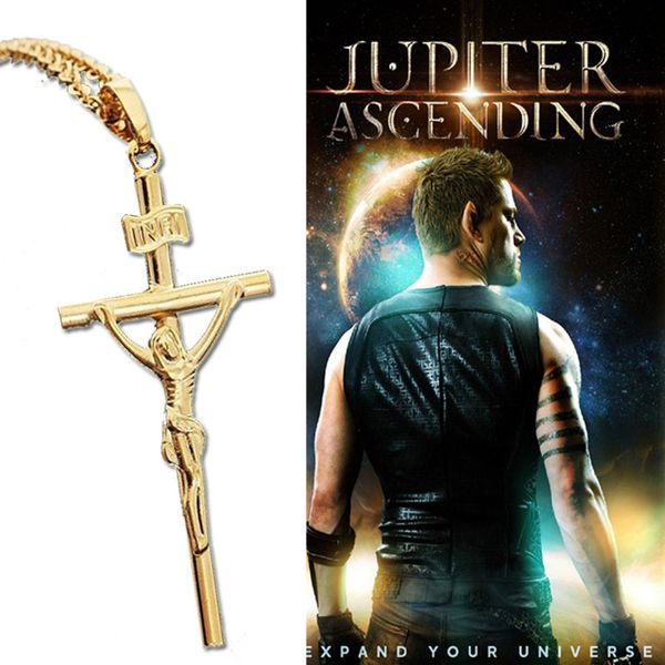 

same style in movie jupiter ascending, necklace with jesus cross pendant , sweater necklace, and high quality, Silver