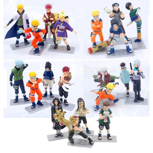 

4pcs set japanese naruto anime action figures sasuke itachi kakashi pvc toy dolls 10cm cartoon model for kids gift in stock