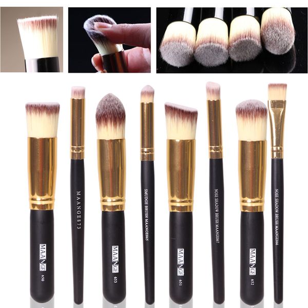 

8pcs/set/lot makeup brush wood handle foundation power eye shadow brow concealer blending contour cosmetic beauty brushes tools kits