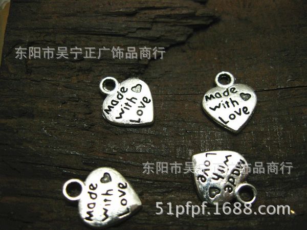

50 pcs mixed tibetan silver made with love faith jesus charms pendants 12x2mm diy jewelry, Bronze;silver