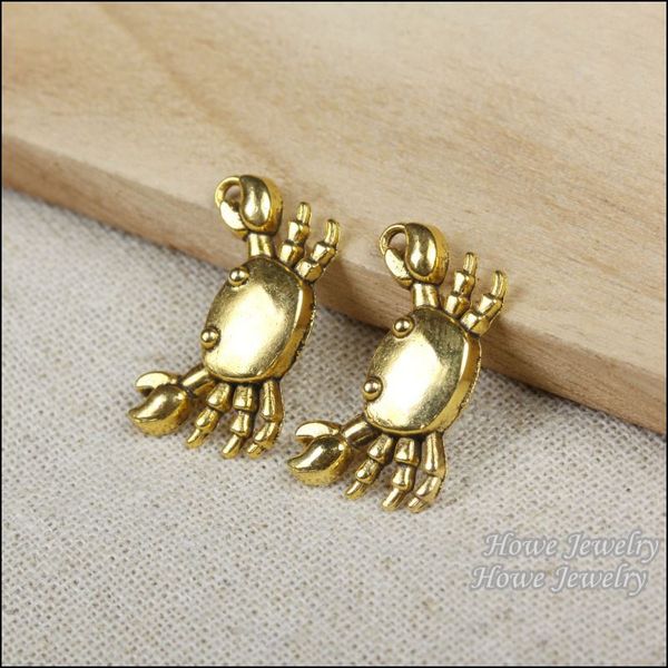 

36pcs vintage charms crab pendant antique gold plated fit bracelets necklace diy metal jewelry making r014, Bronze;silver