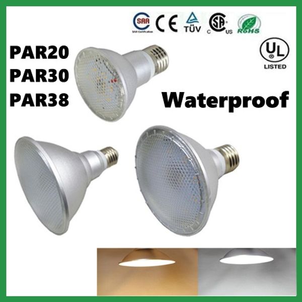 

dhl ship ip65 waterproof par20 par30 par38 e27 led 110v-240v 7w 12w 15w dimmable led ceiling lamp spot lights bulb