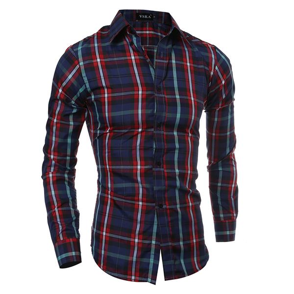 

wholesale- new 2017 mens summer fashion classic slim fit plaid shirt male casual long sleeve grid shirts clothing sizem- xxl, White;black