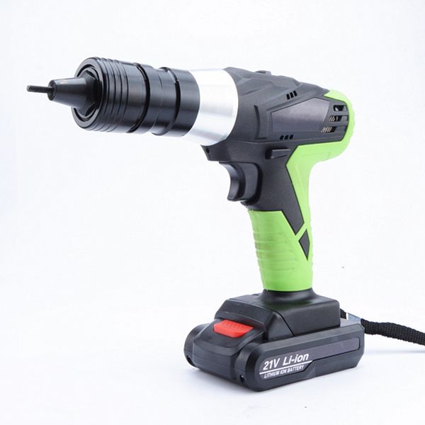 

21v portable cordless electric rivet gun rechargeable riveter battery riveting tool pull rivet nut tool 2 battery m4/m5 head