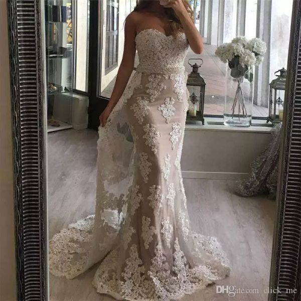 

2021 sweetheart with sash lace train pearls beading wedding dresses sweep train zipper vintage bridal gown vestidos, White