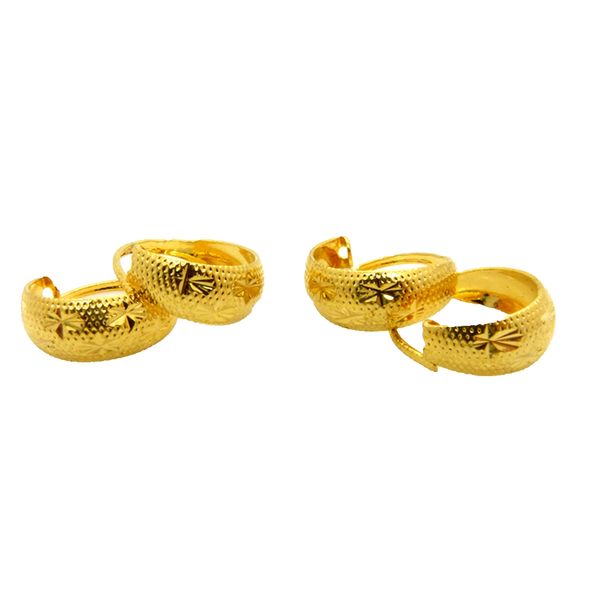 

2pairs star carved classic huggie earrings 18k yellow gold filled womens hoop earrings, Golden;silver