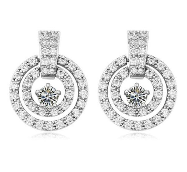 

earrings studs fashion women 18k gold plated circles zircon stud earrings jewelry wholesale ter042, Golden;silver