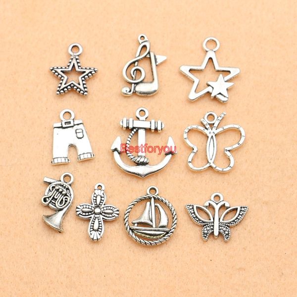 

смешанные античный посеребренные звезда лодка якорь музыка примечание крест подвески кулон ювелирные изделия diy очарование ручной работы ре, Bronze;silver