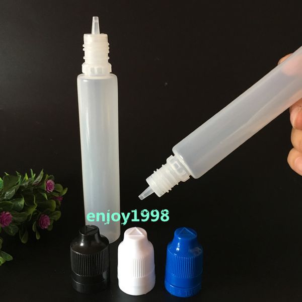 

Fast Shipping 1000pcs Bottles 30ml PE E-Liquid Bottle with Colorful Child Proof Lids and Long Thin Tips Pen Shape Bottle DHL Free