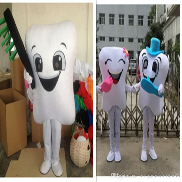 Formato adulto del costume della mascotte del dente di fabbrica professionale con spazzolino da denti Spedizione gratuita per la pubblicità del festival