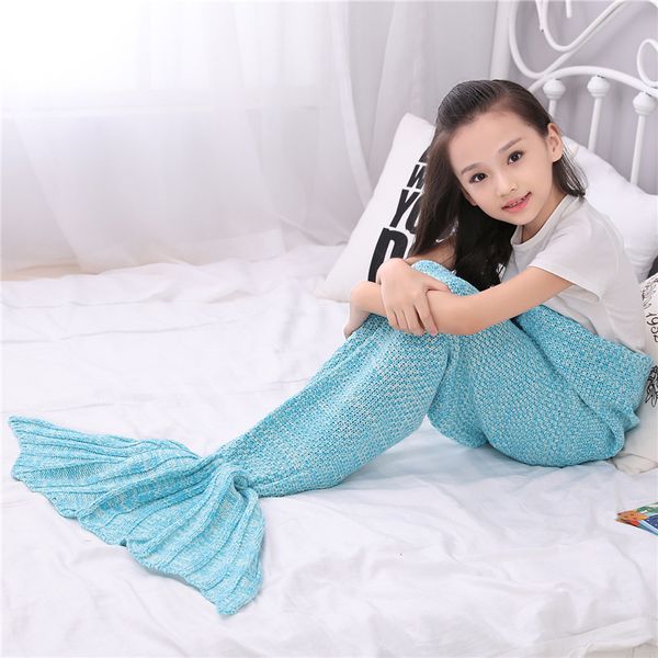 Çocuklar Mermaid Kuyruk Battaniye Akrilik Örme Battaniye Kızlar Mermaid Kanepe Mat Tığ Battaniye Çocuklar Için Yeni Yıl Noel Hediyesi