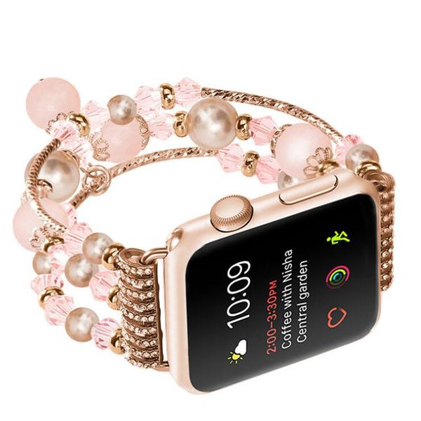 

For 38mm 42mm 40mm 44mm apple watch 4 3 2 band agate watchband wri tband trap jewelry bracelet connector for fitbit charge 2 ionic