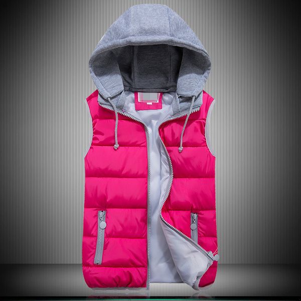 

wholesale-women's cotton collar hooded down vest removable hat brand new female winter warm jacket&outerwear thicken, Black;white