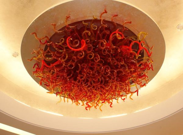 

color/size customized ce/ul certificate european design red crystal stained glass ceiling light