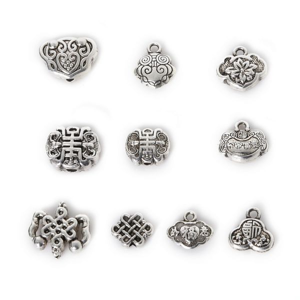 

new wholesale 59pcs mixed antique silver plated zinc alloy lock of good wishes charms pendants diy metal jewelry findings jew, Bronze;silver