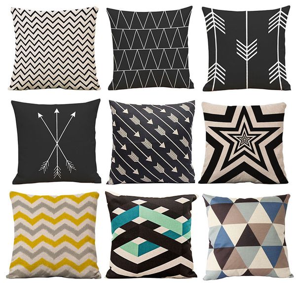 

126 Узоры Подушка Обложка Волна Декоративные Подушки Крышки Хлопок Белье Геометри