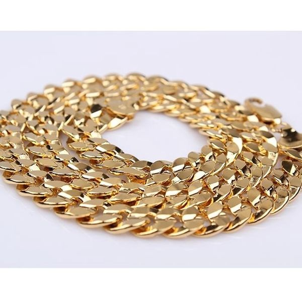 

smooth cuban chain 18k yellow gold filled womens mens curb necklace chain 24 inches, Silver