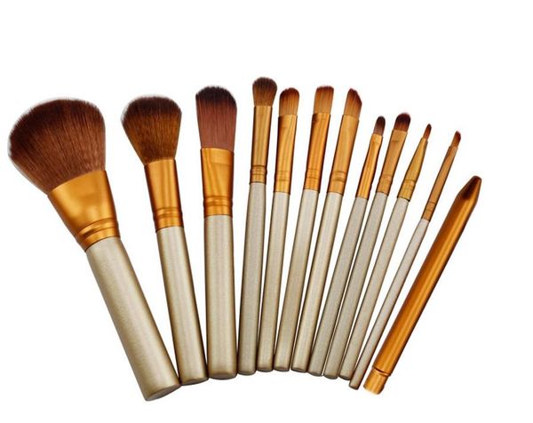 Hot 12 PCs Make -up Pinsel Kosmetische Gesichtsbehandlung Make -up -Pinselwerkzeuge Make -up -Bürsten Set Kit mit Einzelhandelsbox kostenloser Versand