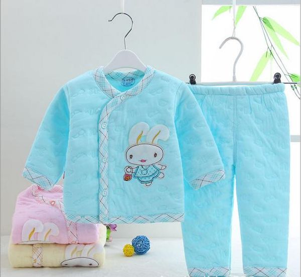

wholesale- (2pcs/set)newborn baby 0-6m clothing set brand baby boy/girl clothes 100% cotton winter cartoon underwear,nt045, White
