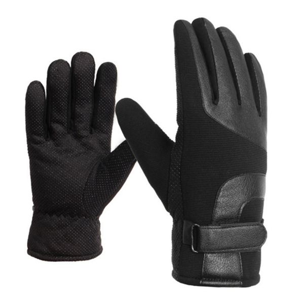 

wholesale- warm winter men women gloves fleece non-slip leather gloves plus velvet thicken proofwind mittens winter gloves men 2017 new, Blue;gray