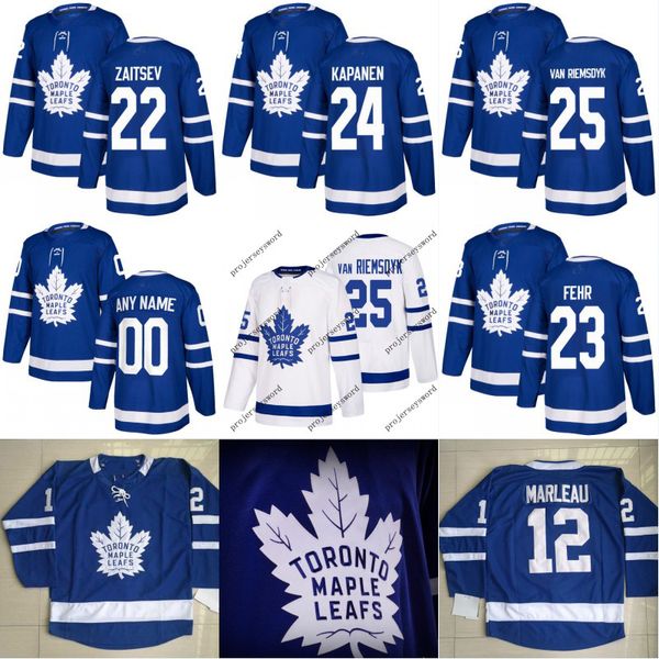 

Toronto Maple Leafs Jersey 22 Nikita Zaitsev 23 Eric Fehr 24 Kasperi Kapanen 25 James van Riemsdyk Custom Hockey Jerseys White Blue