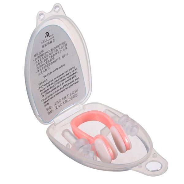 Morbido silicone Nuoto clip naso + 2 tappi per le orecchie Tappi per le orecchie Gear con una scatola box Accessori per piscine Sport acquatici H210715