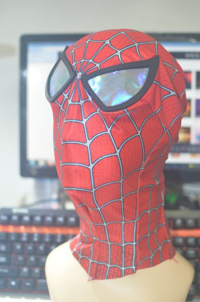 

hd07)avengers black/red spiderman superhero head head for women men kids classic halloween spiderman costumes with pvc eye mask