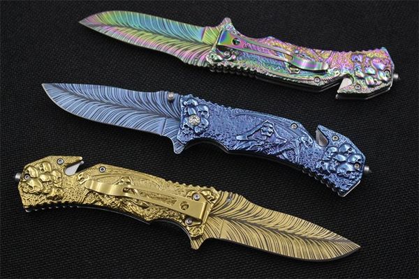 

2016 Pretty Skeleton Design Rescue Knife 58HRC Blade 5Cr15Mov Folding EDC Pocket Survival Knives With Clip Best Gift F548E