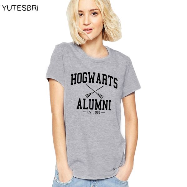 

wholesale- fashion harajuku casual women tees lady's hogwarts alumni tumblr t shirt summer cotton female t-shirt, White