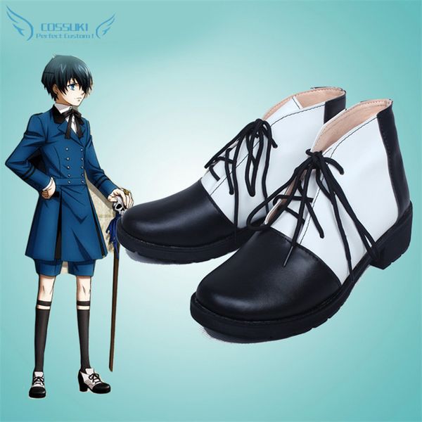 

wholesale-black butler ciel phantomhive cosplay shoes boots professional handmade perfect custom for you, Silver